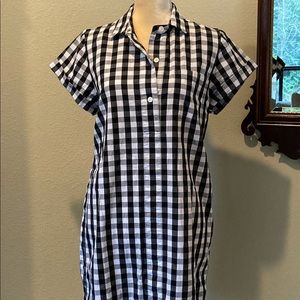 J Crew Cotton B&W button dress M